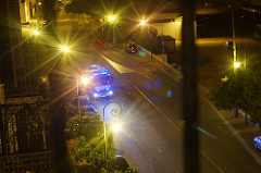 Pompier en intervention nocturne