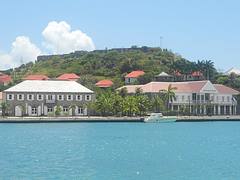 Gustavia - Wall House, City Hall, and Fort Oscar