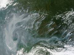 Fires and smoke in central Russia