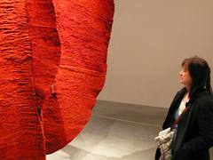 Kate with Magdalena Abakanowicz' Abakan Red