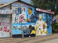 Obama and the Pope: a mural in Arusha, Tanzania