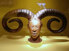 Mask, Possibly Efik peoples, lower Cross River region, Calabar area, Nigeria, Early 20th century, Wood, skin, plant fiber, bone, dye