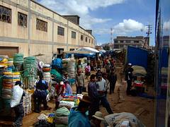 Cuzco train riding through Juliaca market Cuzco train riding through Juliaca market